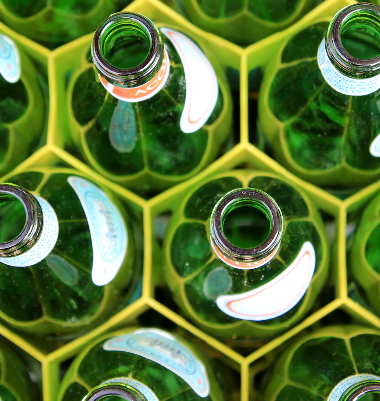 Botellas para reciclar vidrio.